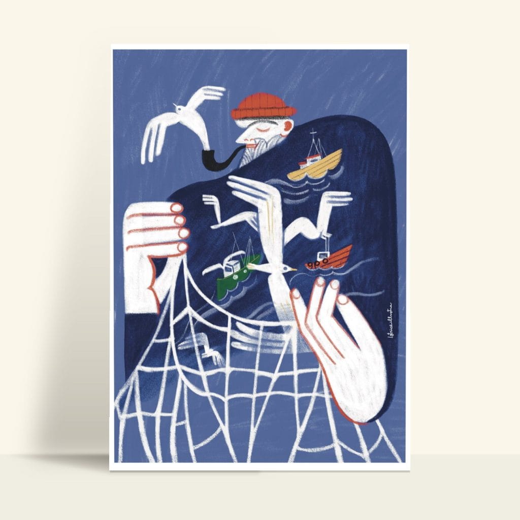 Fisherman · Lámina ilustrada de Istrice Illustration