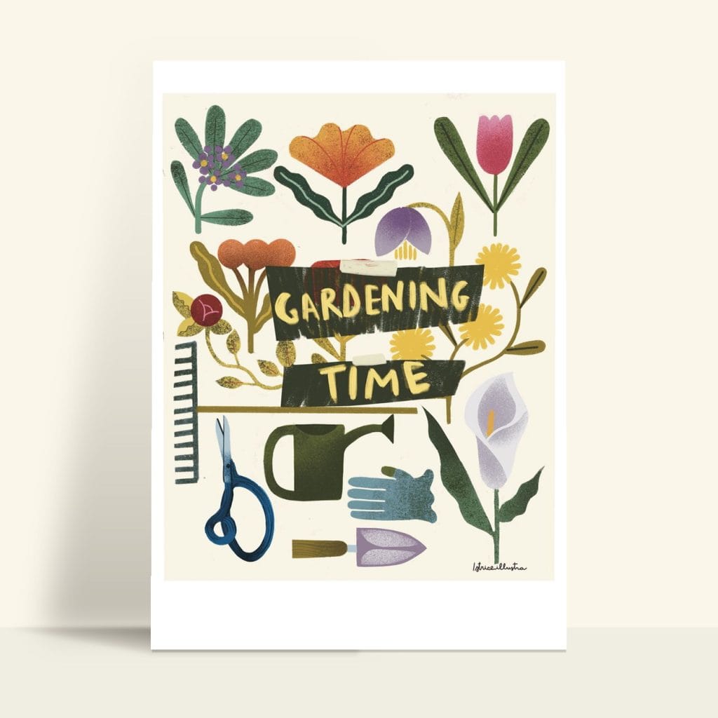 Gardening Time · Lámina ilustrada de Istrice Illustration
