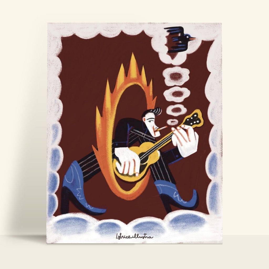 Johnny Cash · Lámina ilustrada de Istrice Illustration