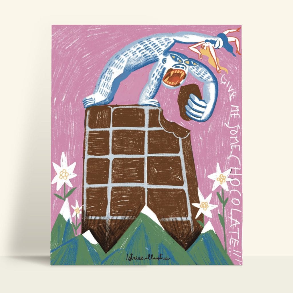 King Kong Loves Choco · Lámina ilustrada de Istrice Illustration