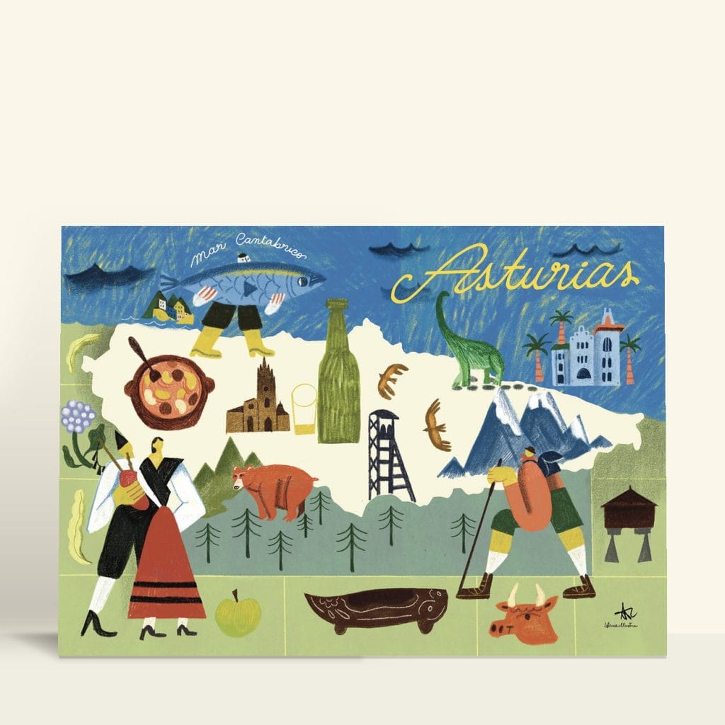 Mapa Asturias · Illustration art print by Istrice Illustration