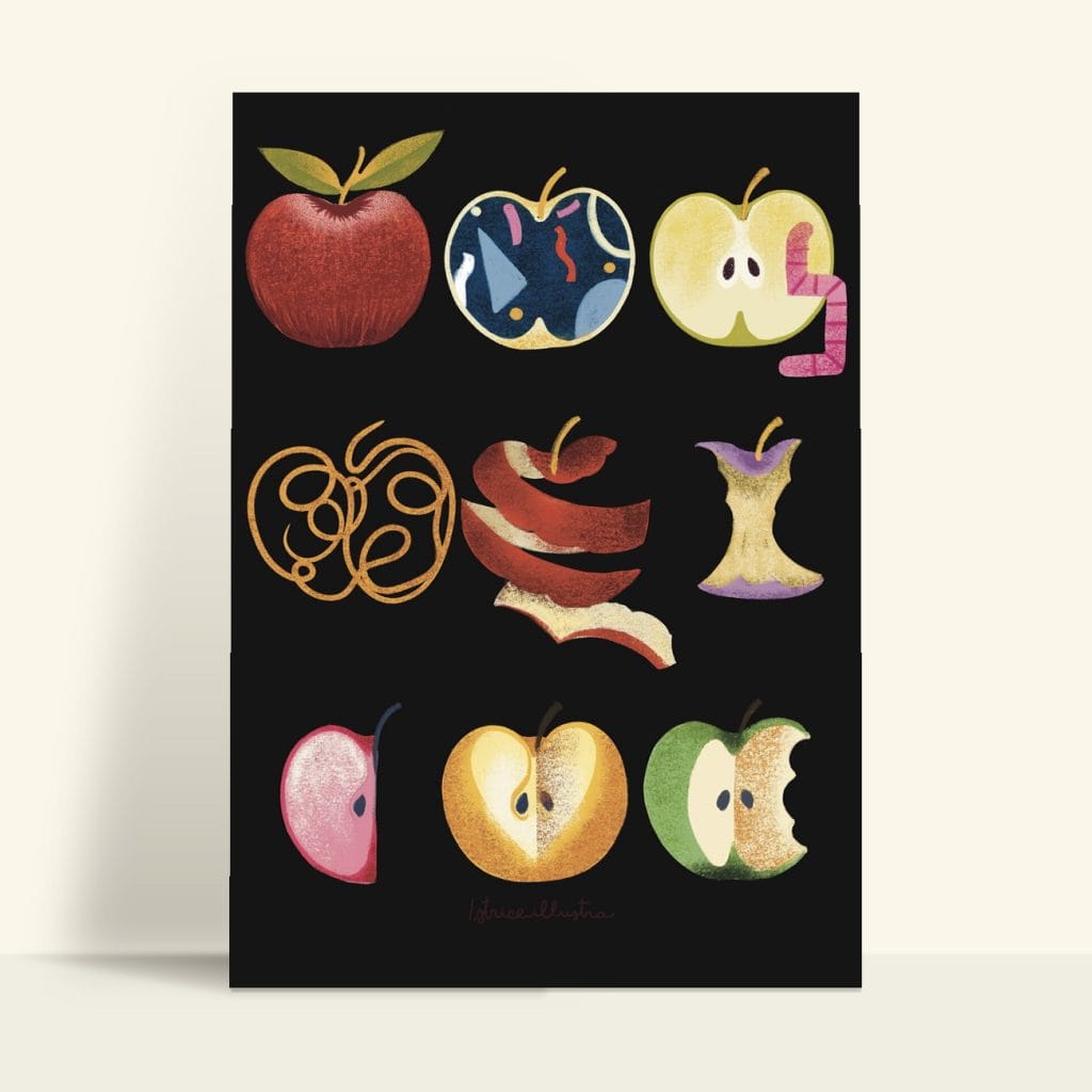 Qué Manzana Eres (oscuro) · Illustration art print by Istrice Illustration