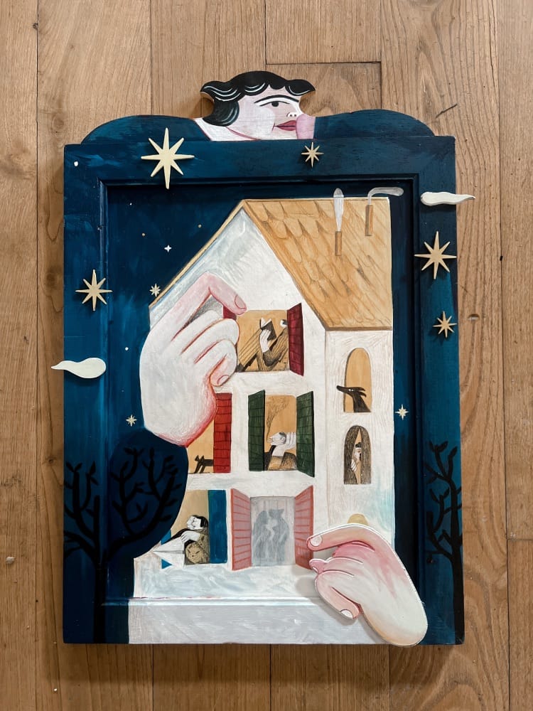 All that happens at night · Pintura original de Istrice Illustration