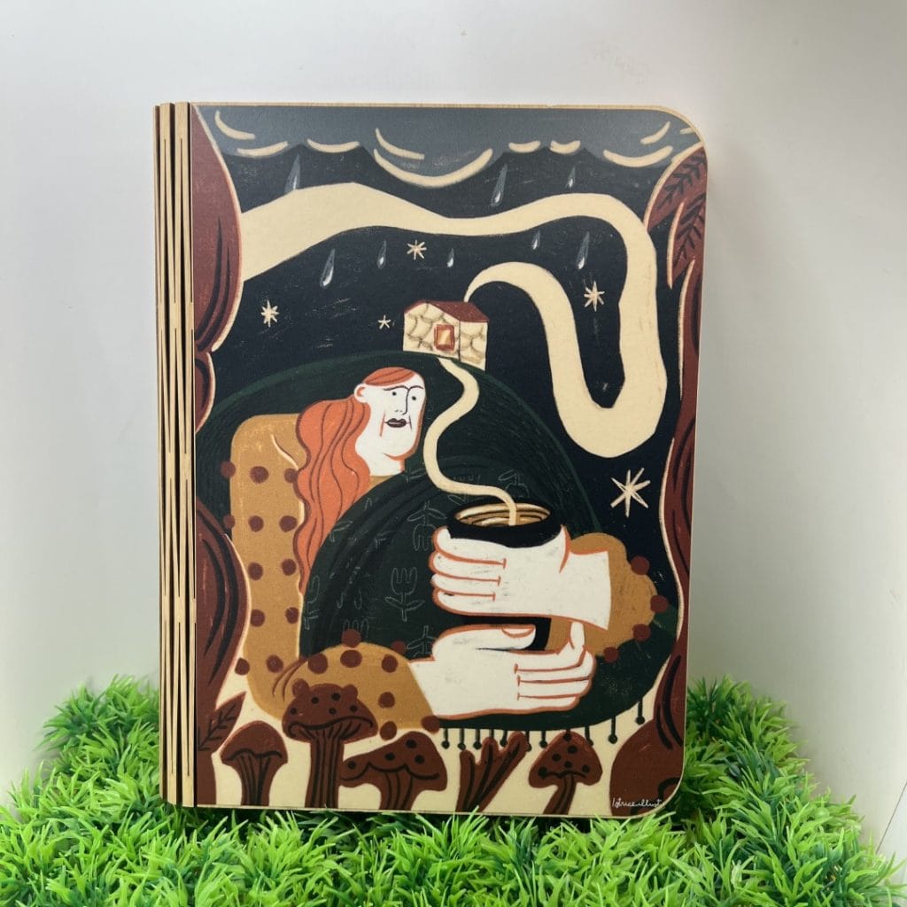 Book lamp-big -Autumn · Lámpara libro ilustrada de Istrice Illustration