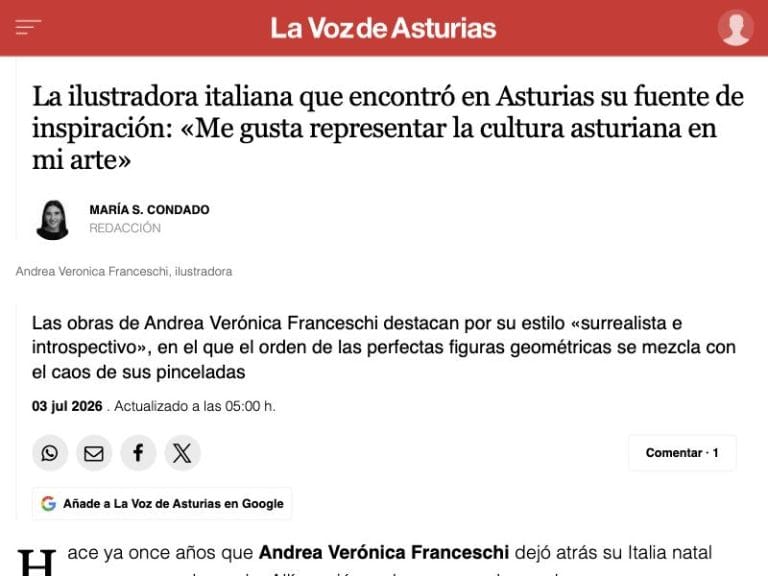 Masthead and headline of the article in La Voz de Asturias
